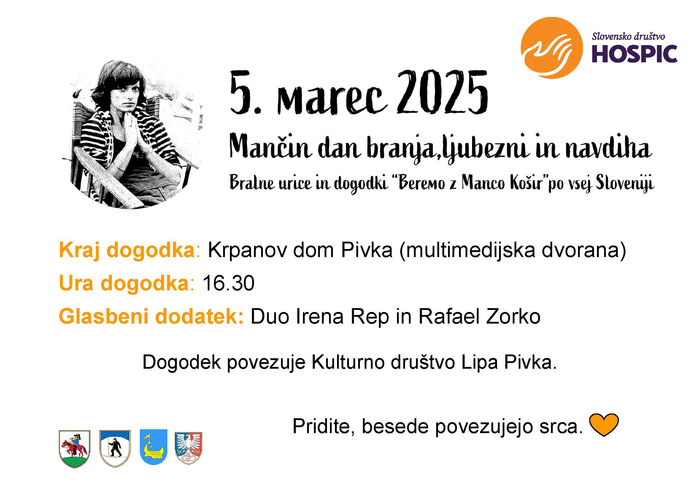 Vabilo A4 - Beremo z Manco Košir 2025